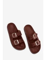 Dámské pantofle s přezkami Čokoládové Oliena