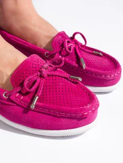 Moderné dámske ružové mokasíny bez podpätku