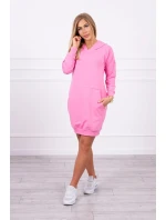 Šaty s kapucňou vo svetlo ružovej farbe