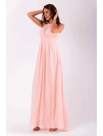 Spoločenské dámske šaty EVA & LOLA bez rukávov dlhé ružové - Ružová - EVA & LOLA