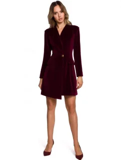 Dámske zamatové sako šaty M562 bordová - Moe