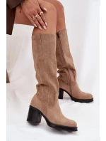 Dámske topánky na podpätku LH-8 Beige - JOIa shoes