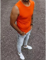 Pánske tričko bez rukávov s oranžovou potlačou FashionStreet RX4919 Pánske tričko bez rukávov s oranžovou potlačou FashionStreet RX4919
