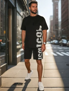 Pánsky čierny set s potlačou FashionStreet AX0802