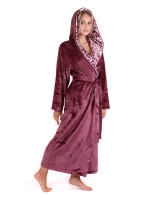 Dámsky župan Flora s kapucňou 39564853 jednofarebný fialovo-vínový - Vestis
