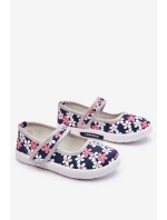 Dziecięce Baleriny W Kwiatuszki Granatowo-Szare Noah