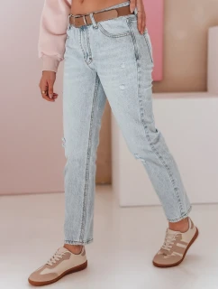 Dámske džínsové nohavice slim fit s opaskom SLIMLEN modré FashionStreet UY2349