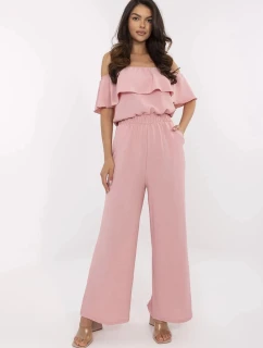 Elegantný dámsky overal v špinavoružovej farbe so širokými nohavicami (T52)