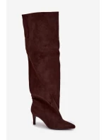 Kozaki Damskie Na Szpilce Wsuwane Czekoladowe Mavilla