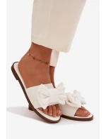 Dámské pantofle na ploché podrážce s mašlí bílé Amivelle