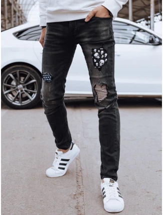 Pánske čierne džínsové nohavice FashionStreet UX4295 Pánske čierne džínsové nohavice FashionStreet UX4295