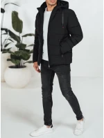 Pánska prešívaná zimná bunda s kapucňou čierna FashionStreet TX5060 Pánska prešívaná zimná bunda s kapucňou čierna FashionStreet TX5060