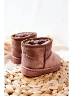 Dziecięce Ocieplane Botki Śniegowce Ciemny Beż Gooby