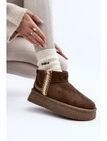 Śniegowce Na Platformie Ze Wzorem Ciemnozielone Udra