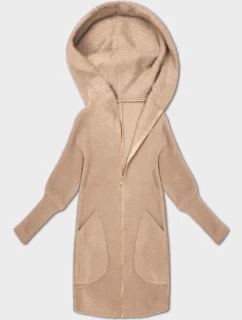 Svetlá béžová bunda z alpaky s kapucňou (19905.1)