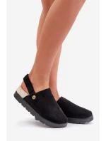 Kapcie Damskie Na Platformie Ocieplane Futerkiem Typu Baranek Czarne Sanilora