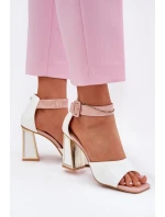 Lakierowane Sandały Damskie Na Słupku Vinceza 20266 Białe
