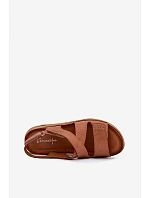 Dámske kožené sandále na platforme Maciejka L4496-29 Camel