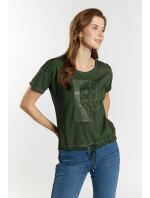 Monnari Blúzky Bavlnené tričko s pracím efektom Bottle Green