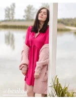 Červené dámske šaty s volánikovým stojačikom (208ART)