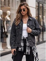 Dámska džínsová bunda oversize STEFANIA, čierna, FashionStreet TY6011 Dámska džínsová bunda oversize STEFANIA, čierna, FashionStreet TY6011