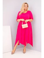 Dámska bavlnená sukňa s asymetrickým lemom v nadmernej veľkosti Fuchsia Dámska bavlnená sukňa s asymetrickým lemom v nadmernej veľkosti Fuchsia