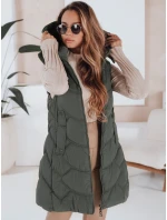 Dámska zateplená prešívaná zelená vesta FashionStreet TY5103 Dámska zateplená prešívaná zelená vesta FashionStreet TY5103