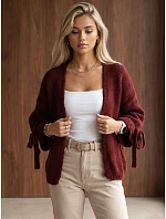Dámsky oversize kardigán bez zapínania, vínová farba, FashionStreet MY2567 Dámsky oversize kardigán bez zapínania, vínová farba, FashionStreet MY2567