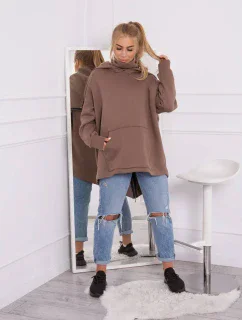 Zateplená mikina so zipsom na chrbte mocca