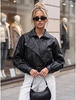 Krátka čierna kožená bunda v štýle Ramones od FashionStreet TY5844 Krátka čierna kožená bunda v štýle Ramones od FashionStreet TY5844