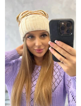 Dámska čiapka Feba K330 ecru+orange