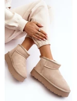 Modne Zamszowe Niskie Śniegowce Jasnobeżowe Nucca