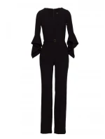 S416 Kombinéza s volánovými rukávmi - čierna