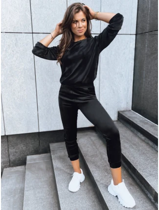 Dámske velúrové tepláky VELVET HARMONY black FashionStreet AY0879