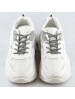 Biele šnurovacie dámske športové topánky (LU-3)