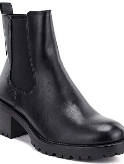 Dámske členkové topánky na podpätku, zateplené, čierne, Potocki SZ12742