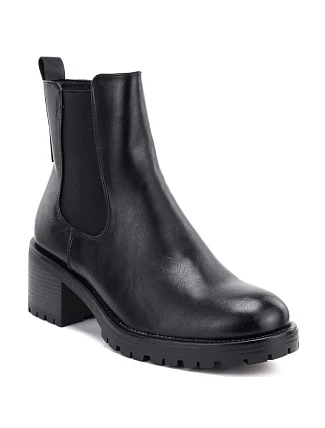 Dámske členkové topánky na podpätku, zateplené, čierne, Potocki SZ12742 Dámske členkové topánky na podpätku, zateplené, čierne, Potocki SZ12742