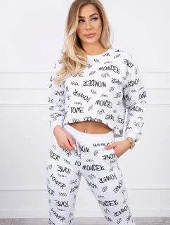 Súprava s nápismi bielej farby