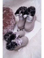 Dziecięce Botki Traperki Ocieplone Futerkiem Szare Tesoro