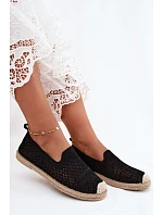 Dámske čipkované espadrilky z látky Black Candessa Dámske čipkované espadrilky z látky Black Candessa