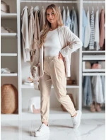 Ležérne dámske plisované nohavice s opaskom PLISSO béžová FashionStreet UY2516