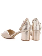 Béžové a zlaté dámske sandále na podpätku Potocki LE20339
