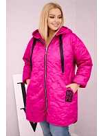 Dámska prešívaná bunda s kapucňou a nápisom HOPE fuchsia