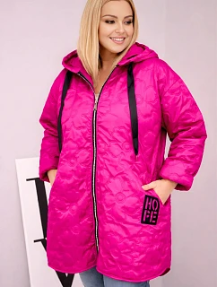Dámska prešívaná bunda s kapucňou a nápisom HOPE fuchsia