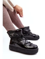 Damskie Śniegowce Na Platformie Z Wiązaniem Czarne Fleure