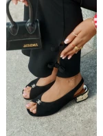 Zamszowe Eleganckie Sandały Damskie CheBello 4724 Czarne