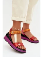 Kožené dámské sandály na platformě D&A CR61-3078 Multikolor