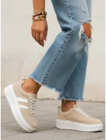 Dámske kožené tenisky na platforme béžové FashionStreet ZY1378