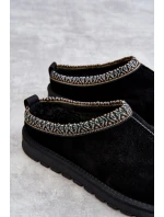 Zamszowe Damskie Papcie Z Futerkiem Czarne Buffie