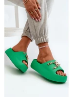 Klapki Damskie Lekkie Piankowe Z Ozdobami Zielone Orchia